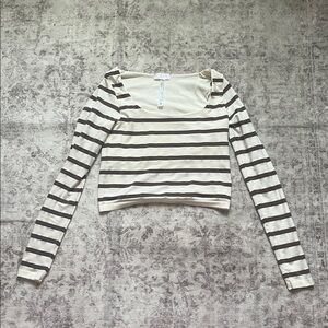 Altar'd State Brown and Cream Striped Top